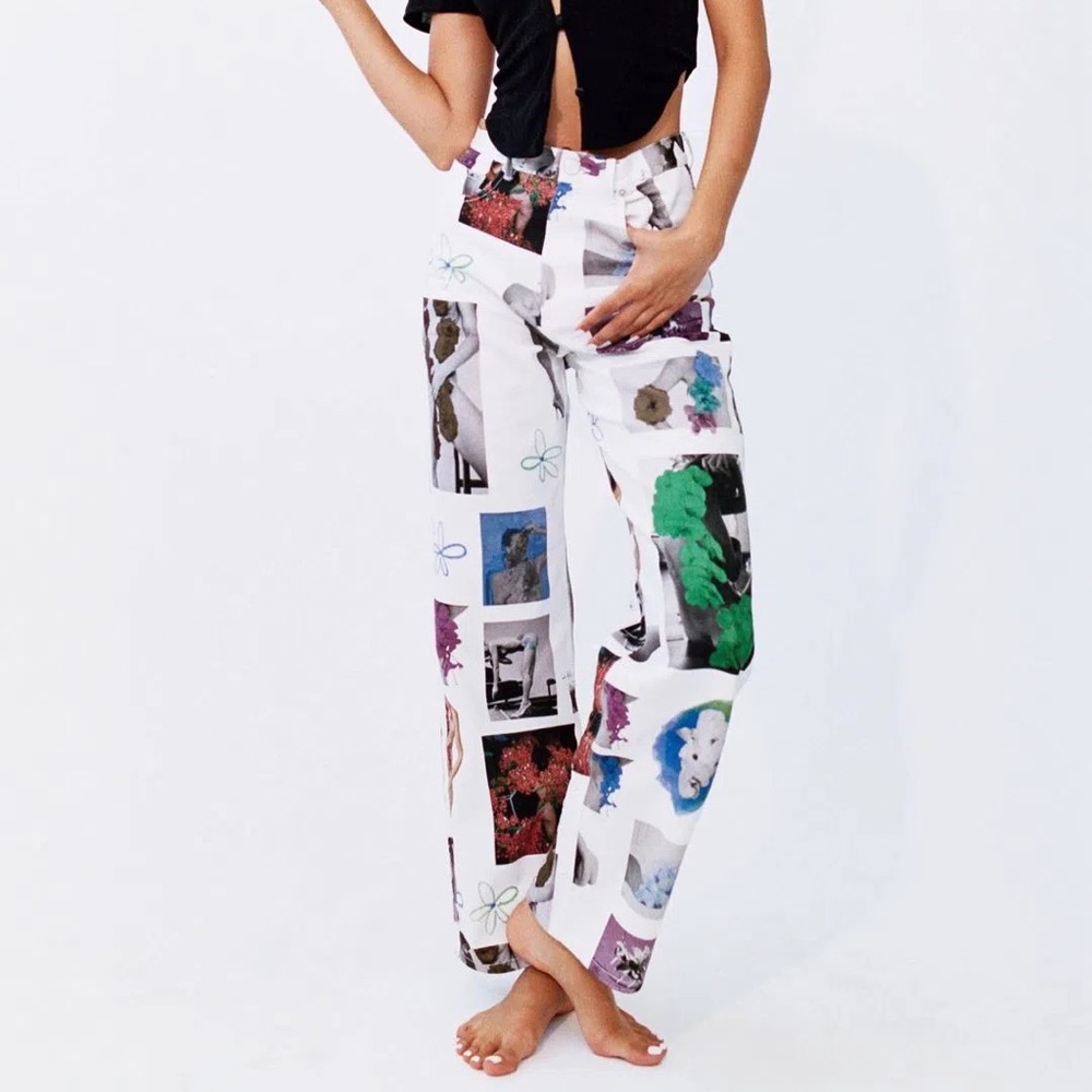 With Jean floral mimicry jeans